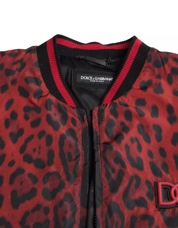 Red Leopard Bomber Short Coat Jacket