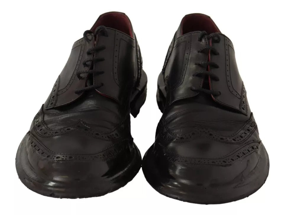 Black Leather Brogue Oxford Dress Shoes