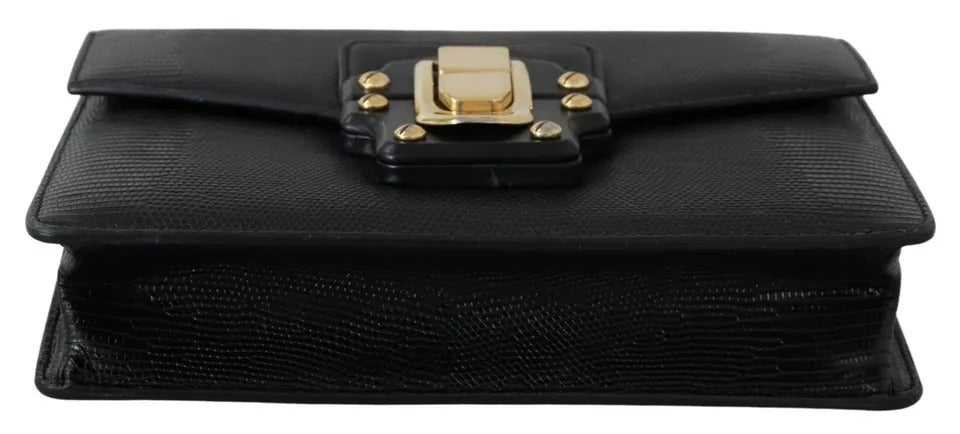 Black Leather Gold Metal Mini Women Purse Bag Lucia Wallet