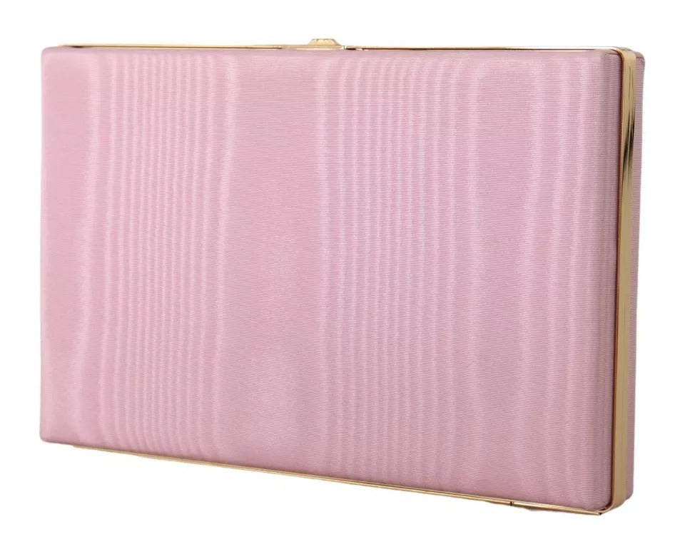 Pink Silk Gold Frame Clutch Evening Party Purse Bag