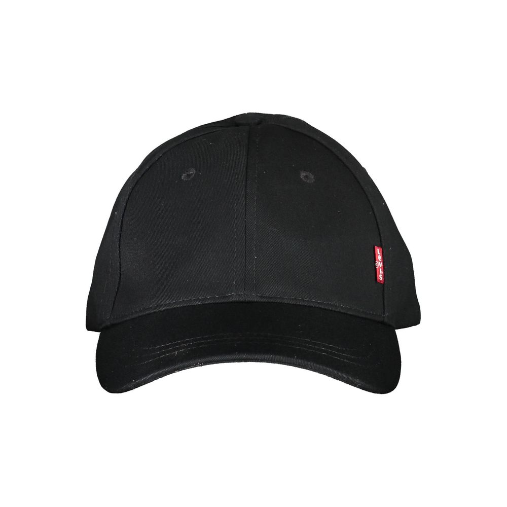 Sleek Black Cotton Cap with Logo Visor