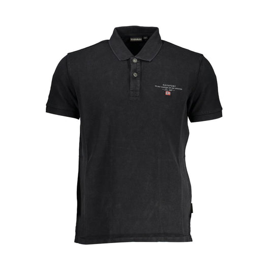 Black Cotton Men Polo Shirt