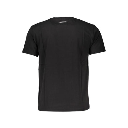 Elegant Round Neck Black Tee with Classic Print