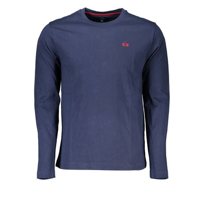 Regal Blue Crew Neck Embroidered Tee