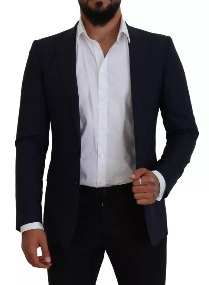 Blue Wool Slim Fit Formal Coat Men Blazer