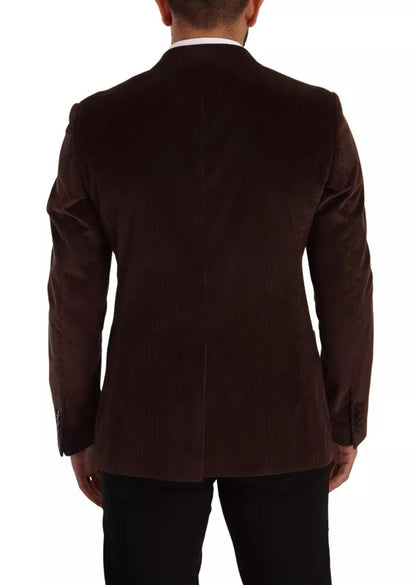 Brown Corduroy Slim Fit Coat DG Logo Blazer