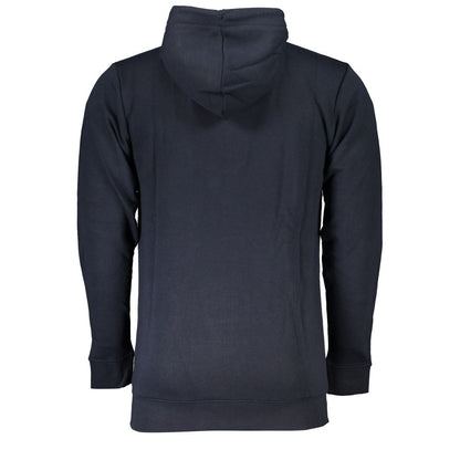 Elegant Blue Hooded Zip Sweatshirt