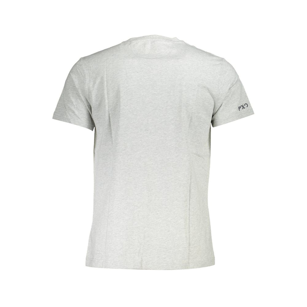 Elegant Gray Round Neck Tee with Iconic Logo