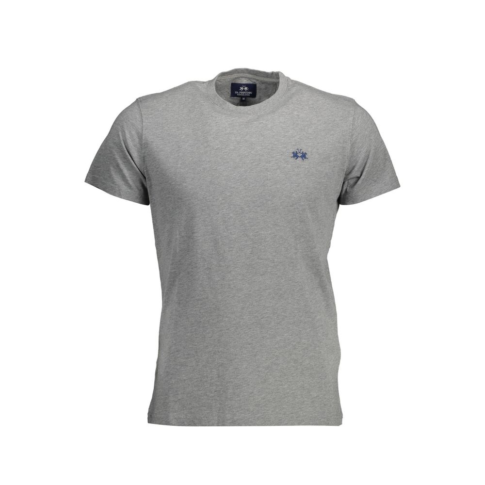 Exquisite Embroidered Gray Cotton Tee