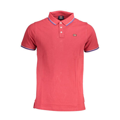 Chic Contrast Detail Red Polo Shirt