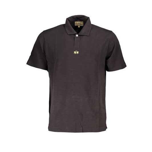 Elegant Black Cotton Polo Shirt Regular Fit