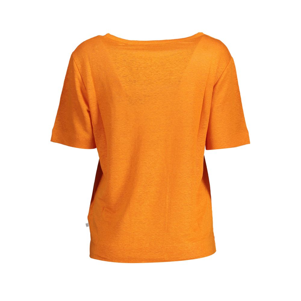 Elegant Linen Tee with Wide Neckline