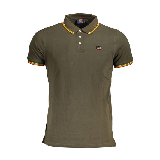 Green Cotton Men Polo Shirt