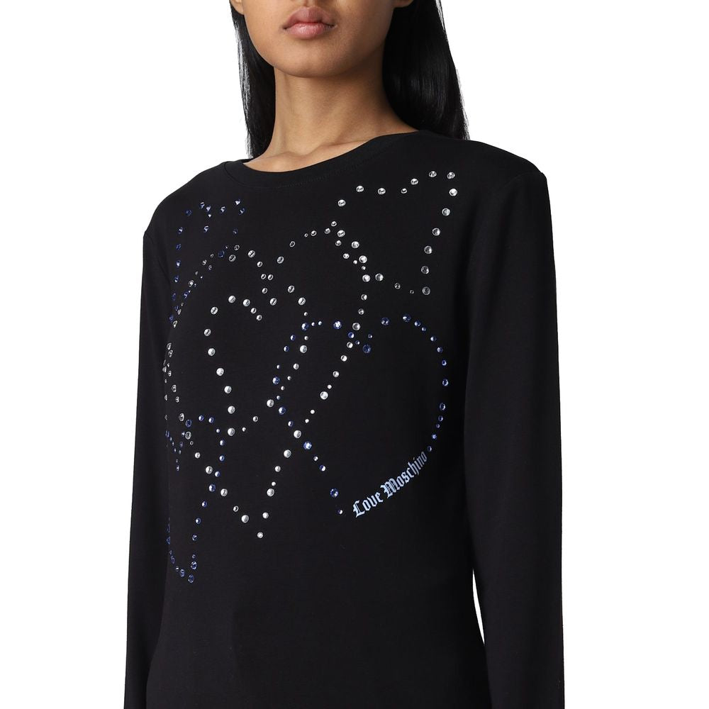 Rhinestone Heart Embellished Cotton Tee