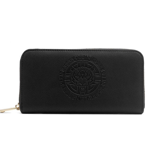 Sleek Black Zip Wallet with Logo