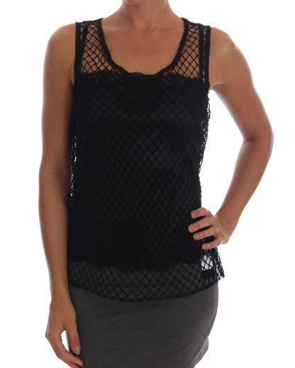 Elegant Black Lace Sleeveless Cami Blouse