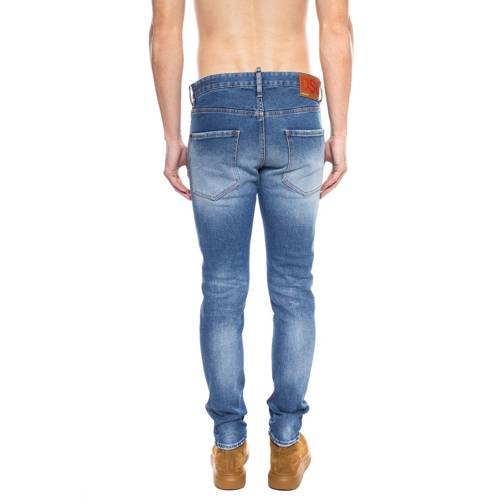 Blue Cotton Men's Distressed Jean