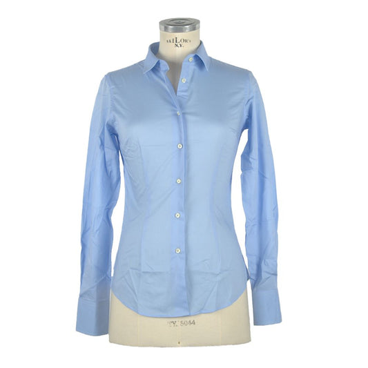 Elegant Light Blue Slim Fit Blouse