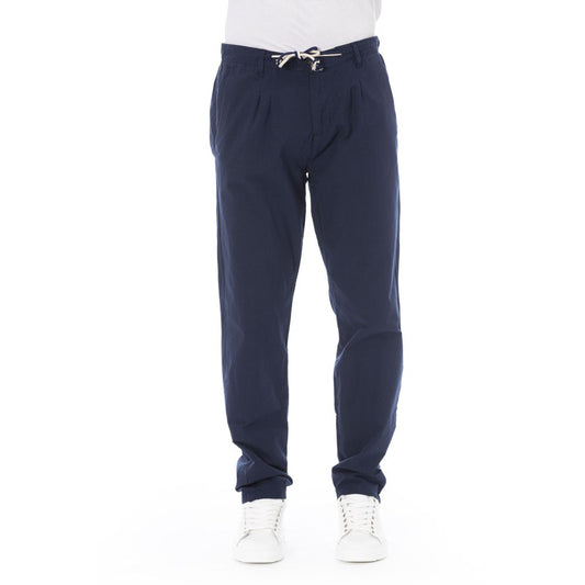 Elegant Blue Cotton Chino Trousers