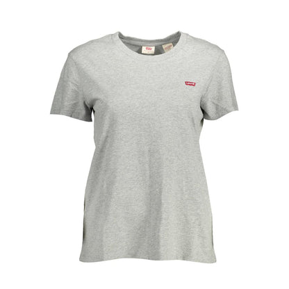 Chic Gray Round Neck Cotton Tee