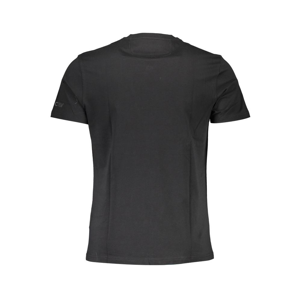 Sleek Black Cotton Tee with Elegant Print