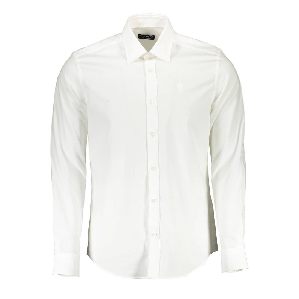 Elegant White Stretch Cotton Shirt