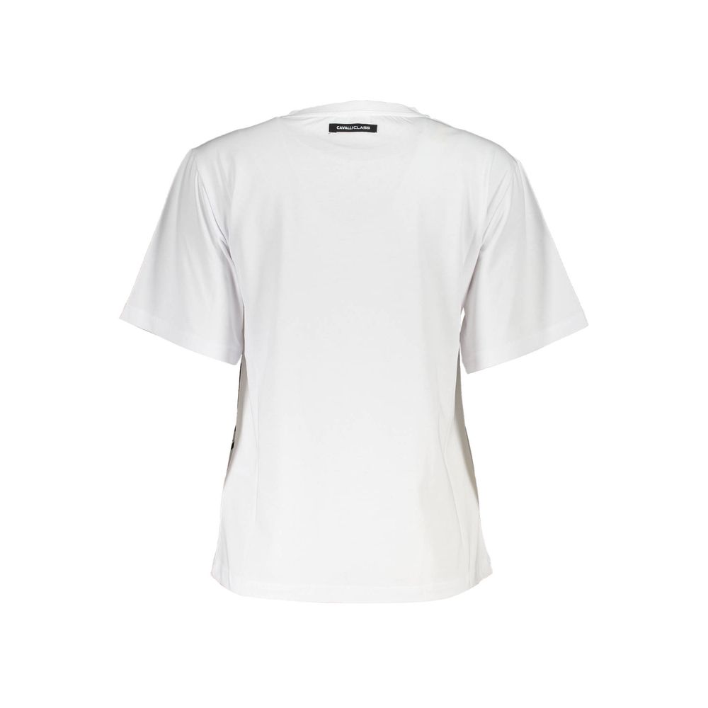 Chic White Printed Tee with Classic Elegance