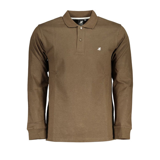 Elegant Long-Sleeved Brown Polo for Men