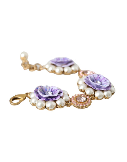 Gold FIORI BLOOMING Floral Baroque Crystals Bracelet