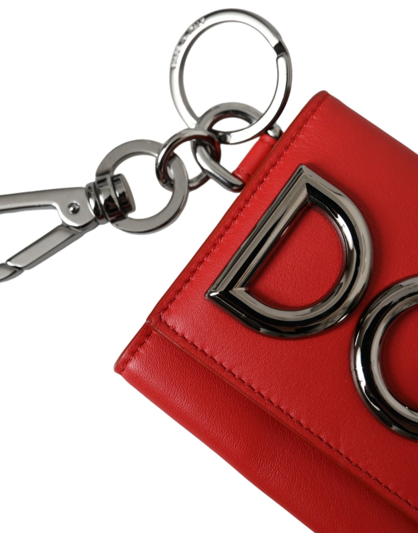 Red Calfskin Leather DG Logo Keyring Coin Purse Wallet