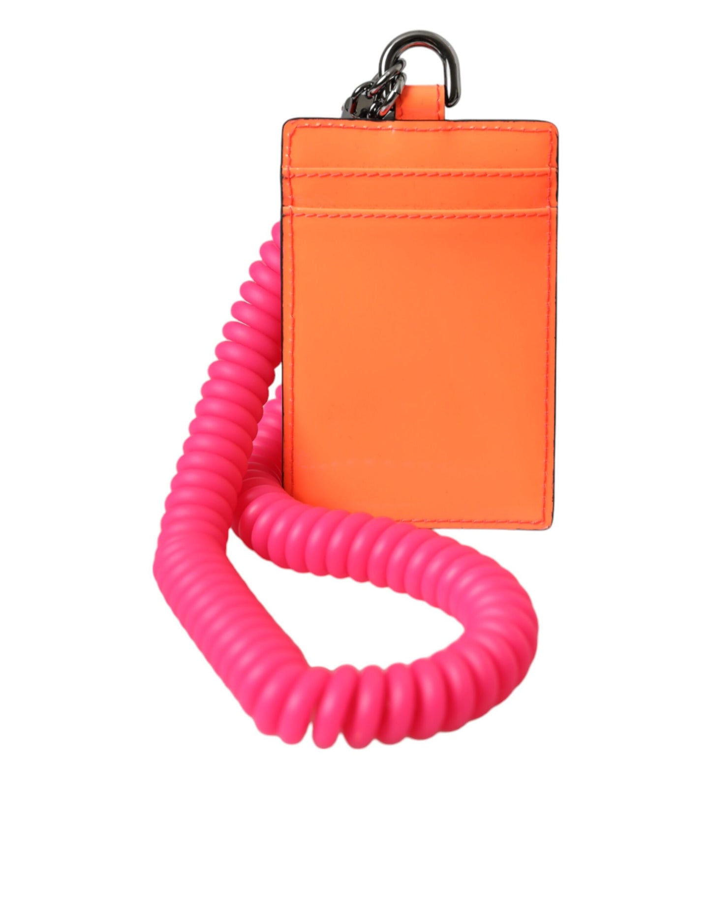 Orange Pink Leather DG Logo Neck Strap Card Holder Wallet