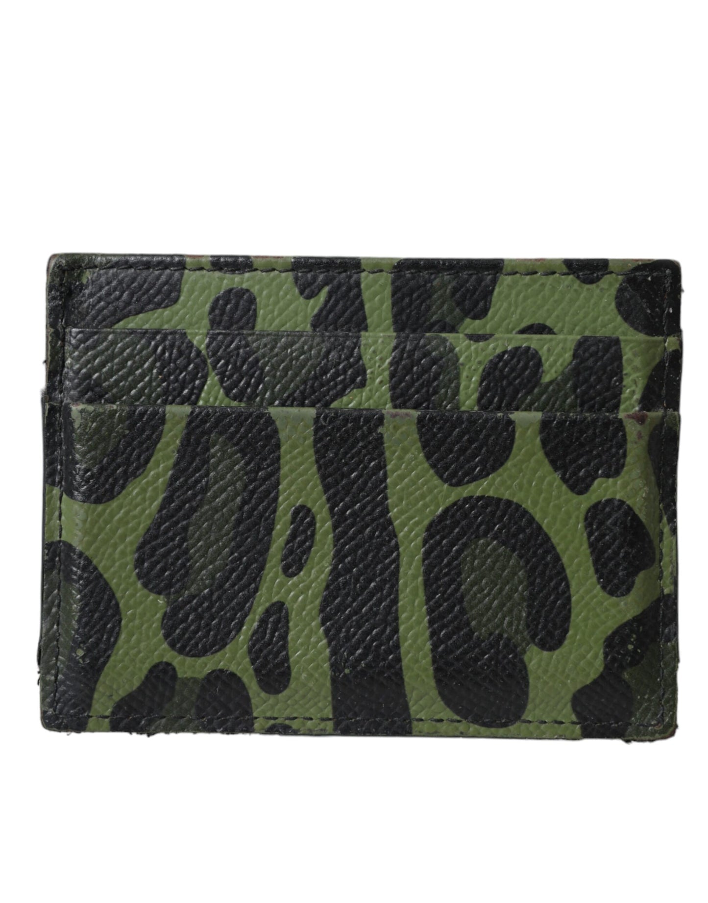 Green Black Leopard Logo Plaque Card Holder Wallet