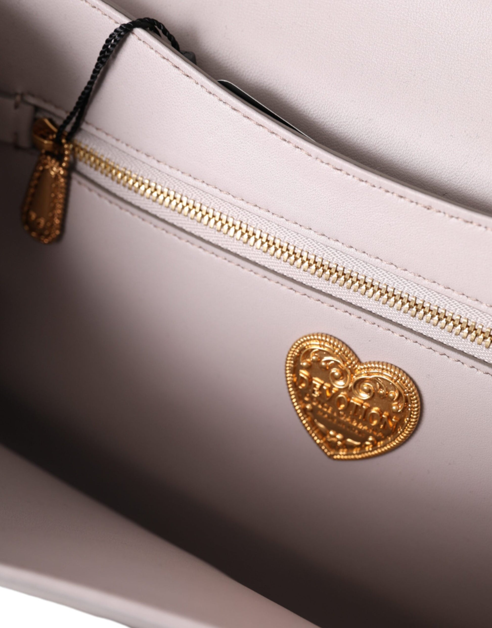 Light Gray Devotion Gold Heart Leather Shoulder Bag