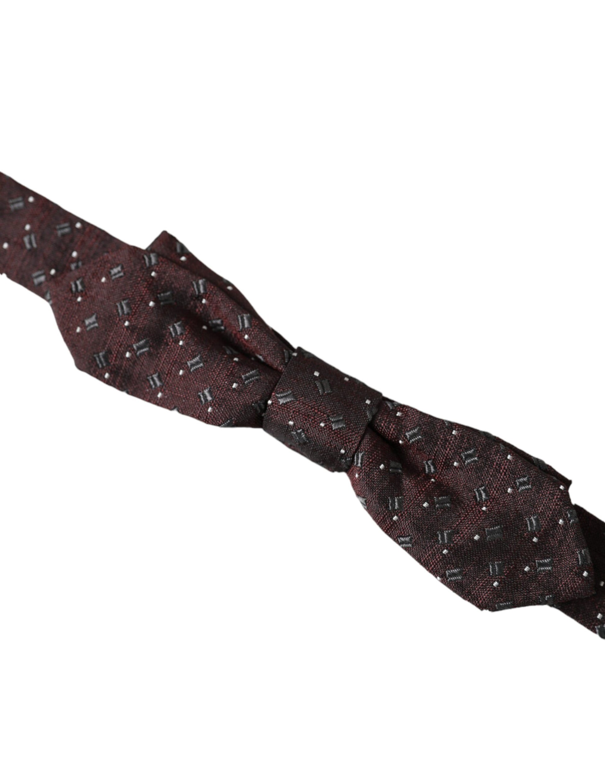 Maroon Silk Patterned Adjustable Neck Papillon Bow Tie