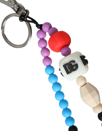 Multicolor Beaded DG Charm Accessory Keychain Keyring