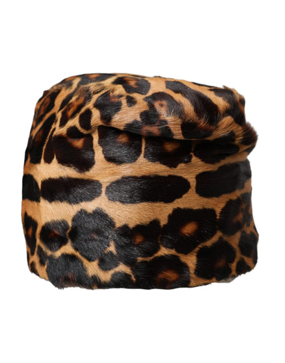 Brown Leopard Fur Women Bucket Hat