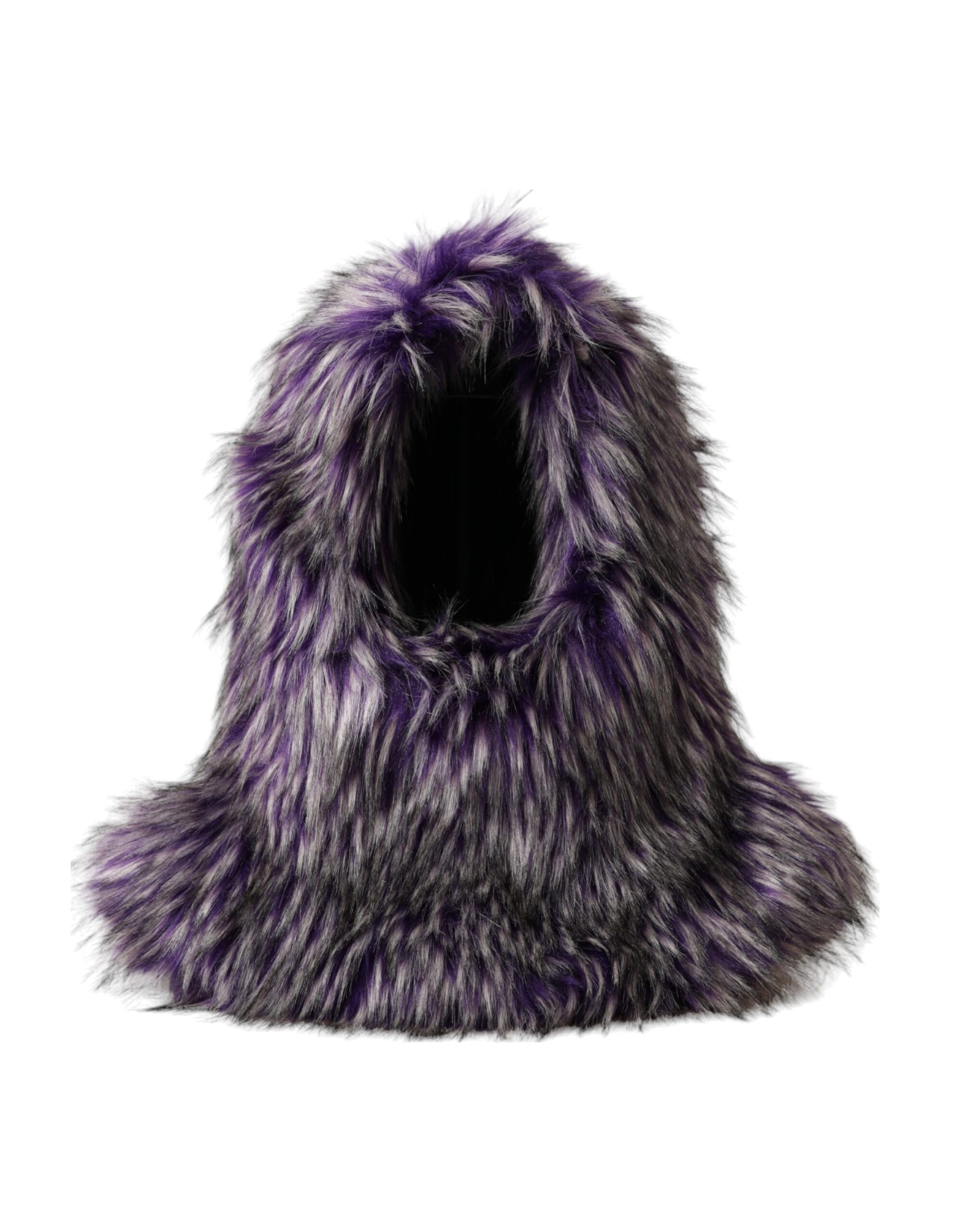 Purple Faux Fur Whole Head Wrap Hat