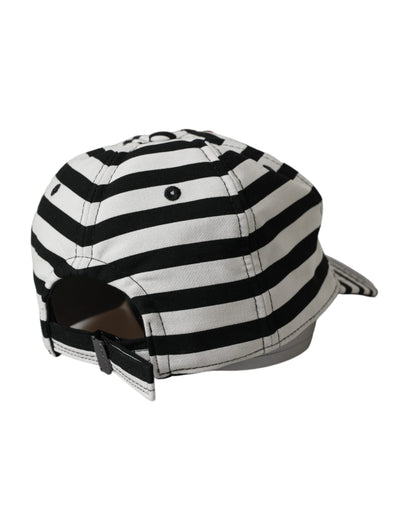 Black White Stripe Amore Heart Applique Baseball Hat