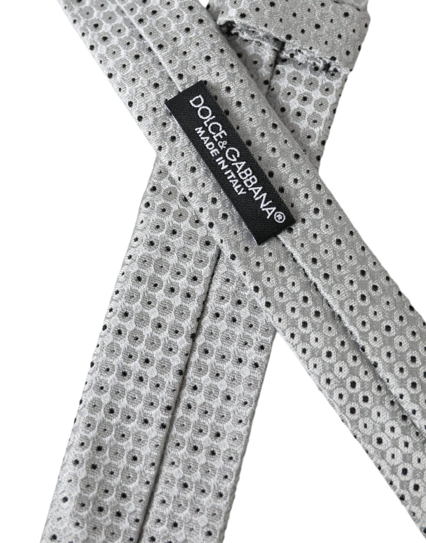 Light Gray Polka Dot Silk Adjustable Men Tie