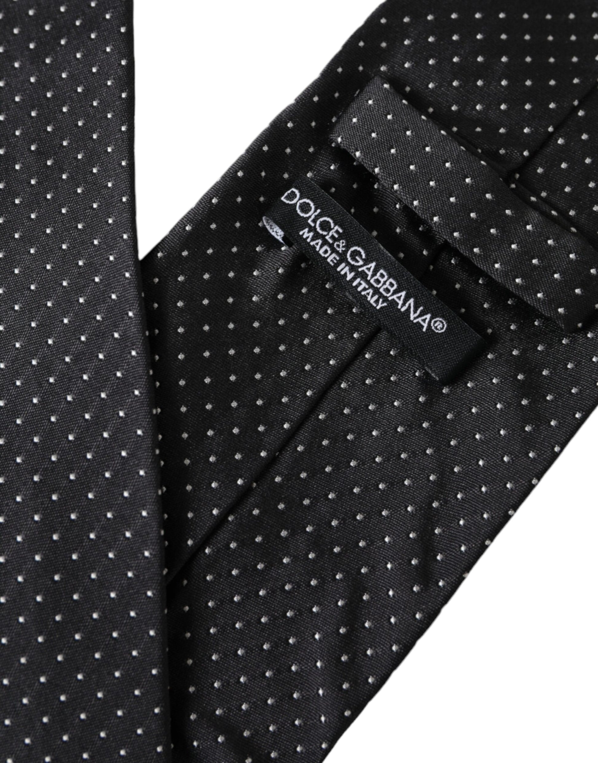 Black Polka Dot Silk Adjustable Men Tie