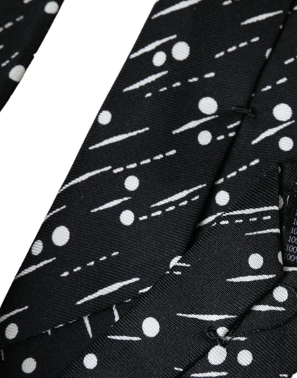 Black Dotted 100% Silk Adjustable Tie