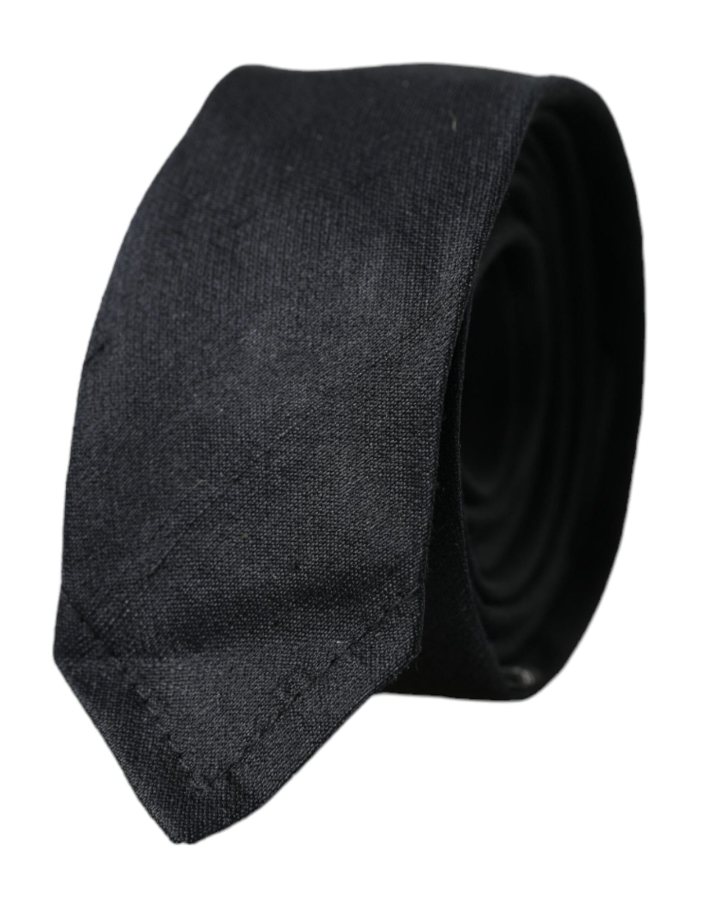 Black Solid 100% Silk Adjustable Tie