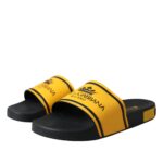 Black Yellow Neoprene Slides Beachwear Shoes