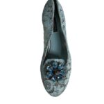 Blue Lace Crystal Ballet Flats Loafers Shoes