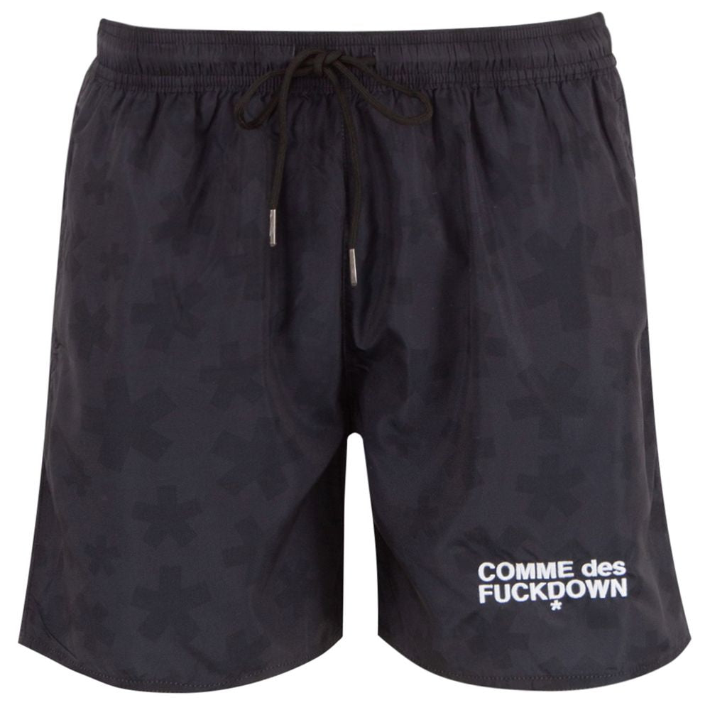 Black Polyester Men's Swimwear Shorts