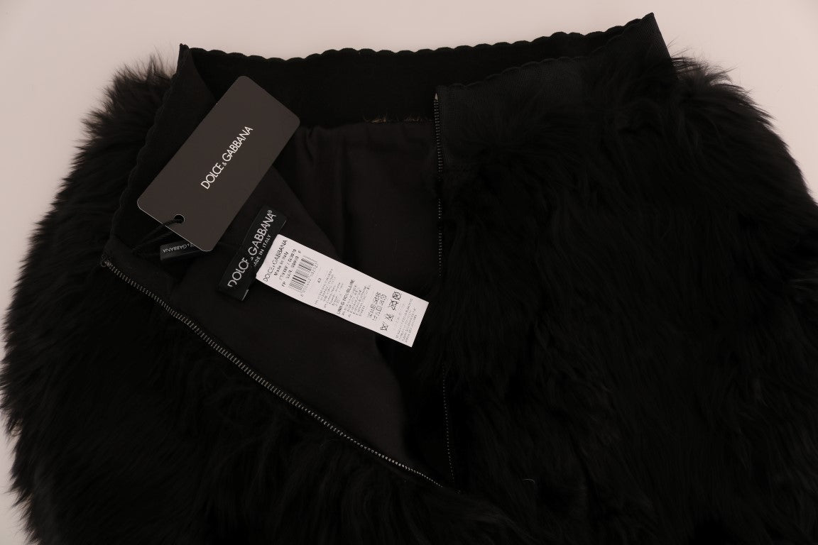 Dolce & Gabbana Exquisite Black Mink Fur Mini Shorts