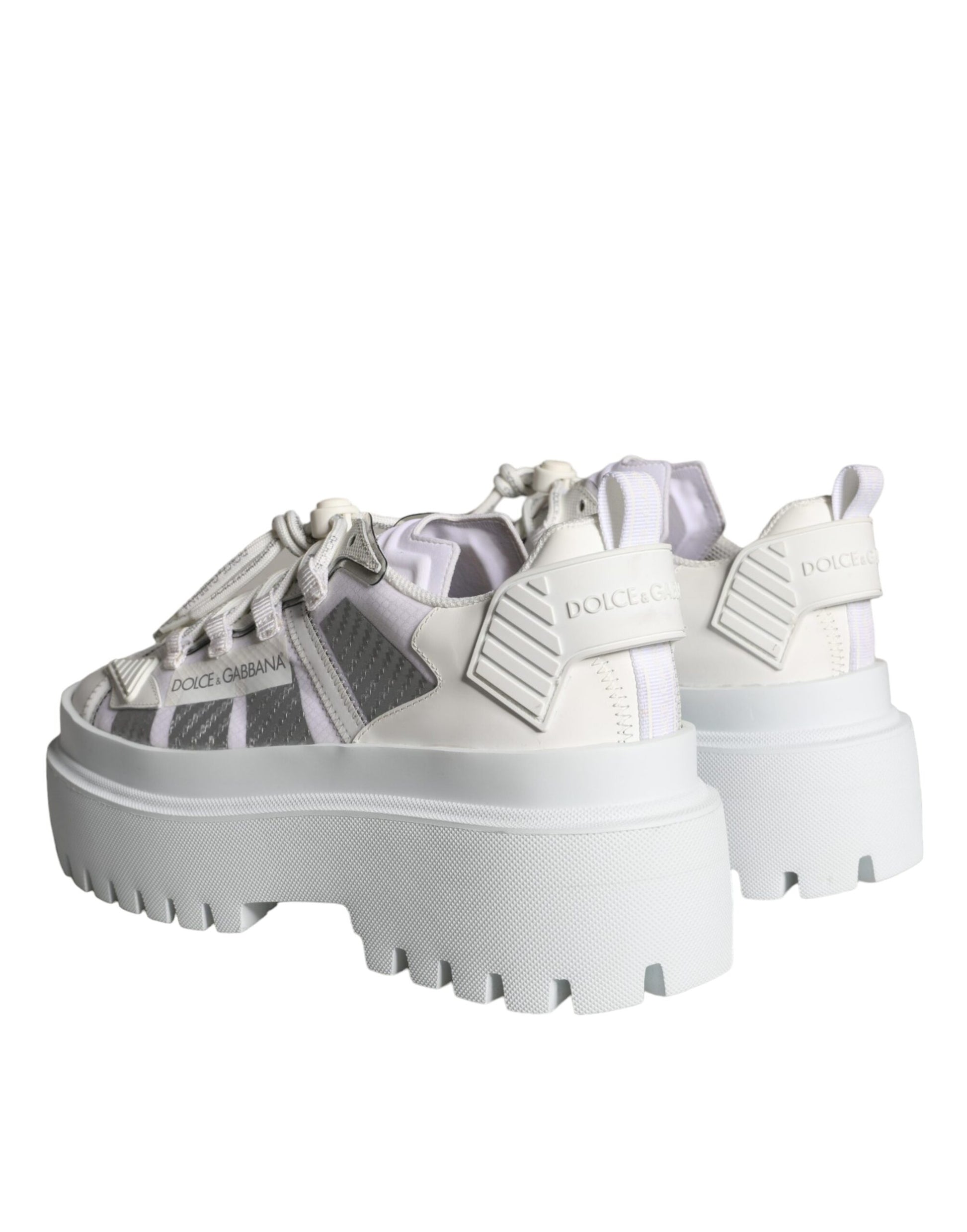 White Silver Chunky Platform Sneakers Shoes