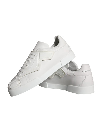 White Leather Slip On Low Top Sneakers Shoes