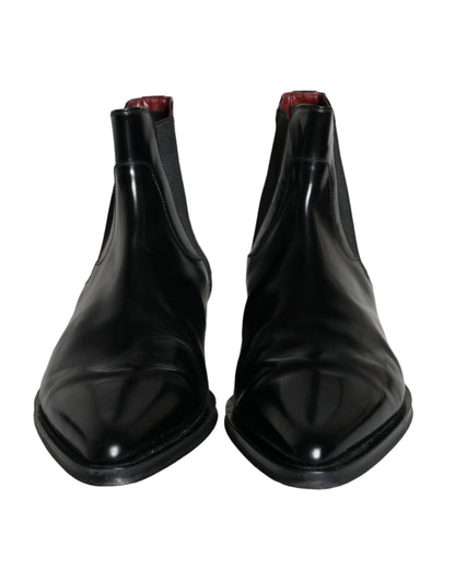 Black Leather Chelsea Ankle Boots Shoes