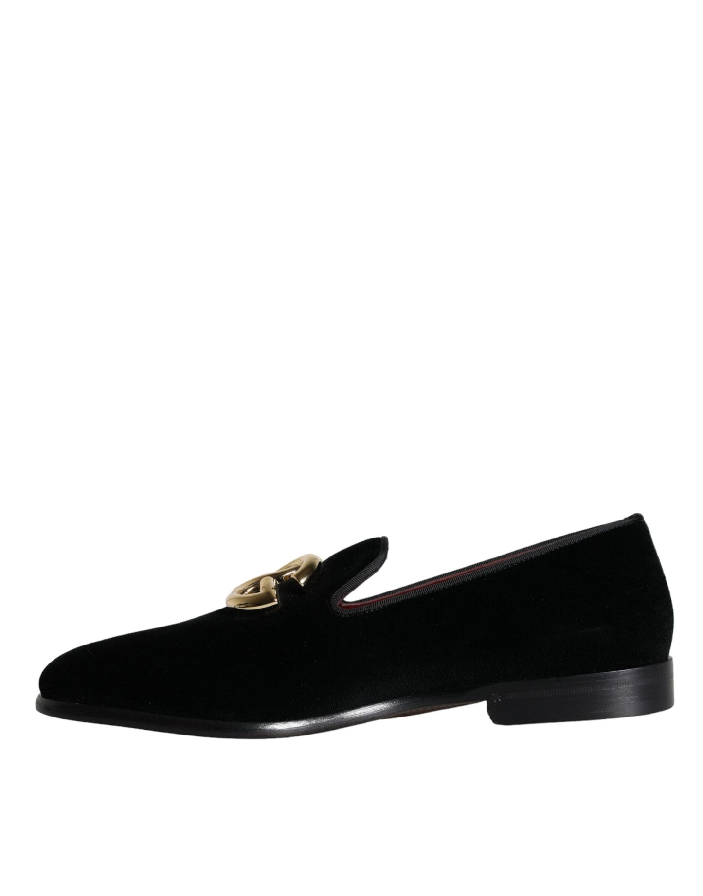 Black Velvet Cotton Logo Loafers Dress Shoes